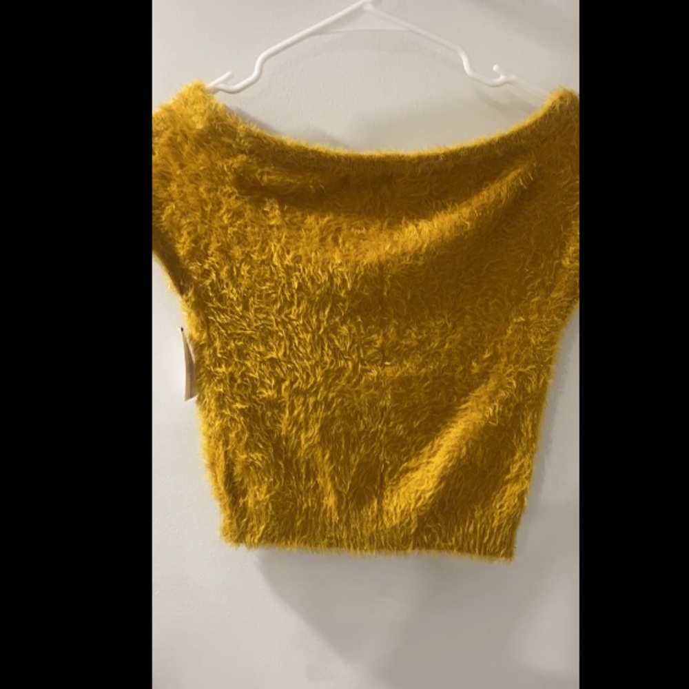 Off the shoulder mustard shirt